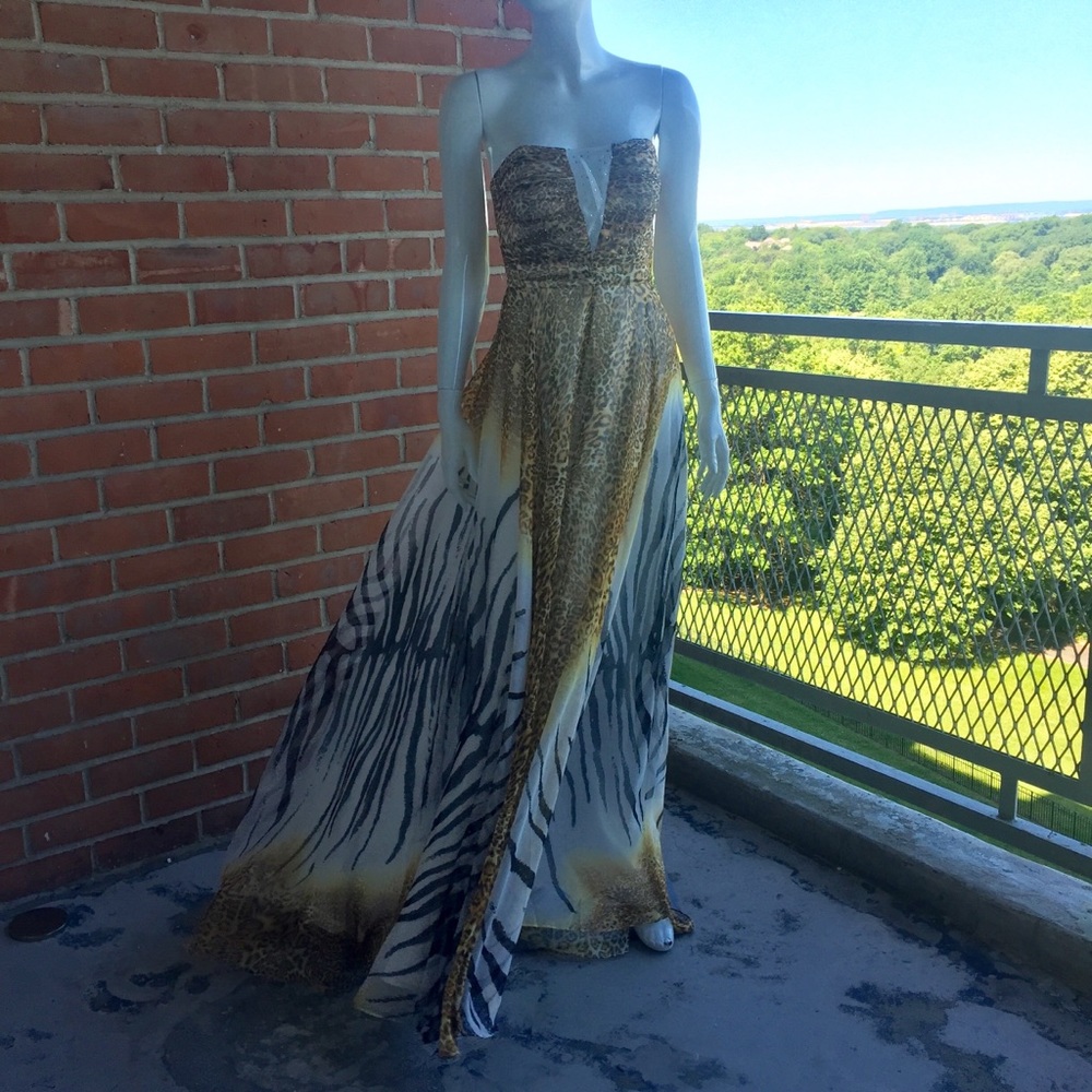 Leopard Zebra Geometric Maxi Dress - Size 2